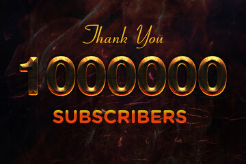 1000000 subscribers celebration greeting banner with Hot iron Design