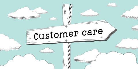 Wall Mural - Customer care - outline signpost with one arrow
