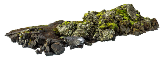 Poster - Isolated PNG cutout of Icelandic rocks on a transparent background

