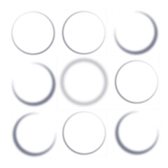 Wall Mural - Realistic round shadow with soft edges. Gray round shadows isolated on transparent background.