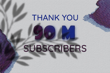 90 Million  subscribers celebration greeting banner with Ink Design