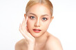 © kitthanes  - Beautiful young asian woman with clean fresh skin on white background, Face care, Facial treatment, Cosmetology, beauty and spa, Asian women portrait.
