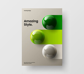 Isolated brochure design vector concept. Simple realistic balls pamphlet template.