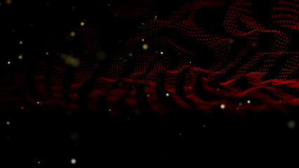 Wall Mural - textured wave of particles. visualization of technological connections. molecular connection of part