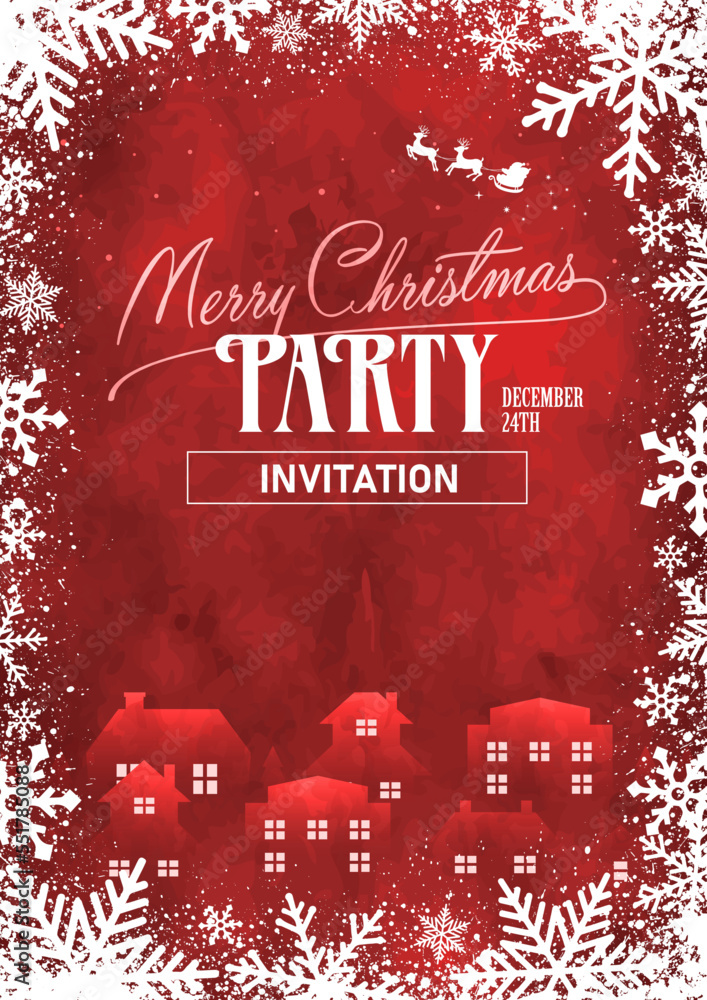 Christmas party template vector illustration ( snow crystal frame ...