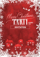 Christmas party template vector illustration ( snow crystal frame )  |   ( A4-sized | portrait )