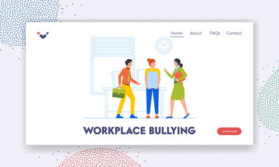  Workplace Bullying Landing Page Template. Office Woman Victim Of Social Violence. People Pointing with Fingers
