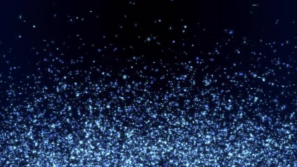Wall Mural - shiny blue particles floating on the black background