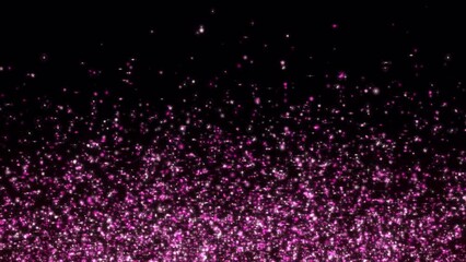 Wall Mural - shiny purple particles move upward on the black background