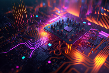 abstract circuit cyberspace design created with generative ai technology