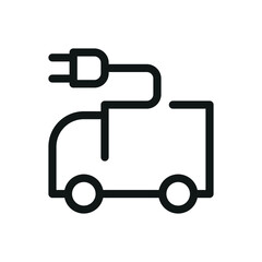 Sticker - Electric truck isolated icon, electric vehicle vector icon with editable stroke