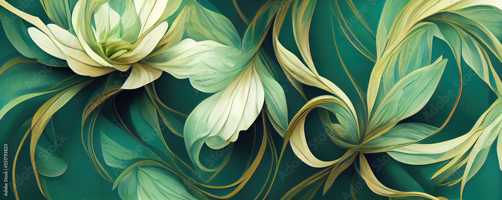 Beautiful abstract green floral wallpaper design (Generative AI) Stock ...