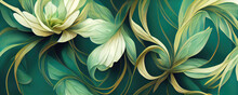 Beautiful Abstract Green Floral Wallpaper Design (Generative AI)