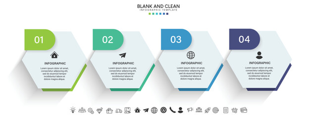 Blank and clean. Steps business data visualization timeline process infographic template design	
