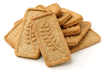 Wall Mural - Cookies made of whole grain cereals on a white background 