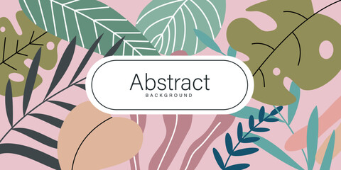 Canvas Print - Abstract floral pattern frame for natural and vintage design template. Trendy tropical flower composition for background design