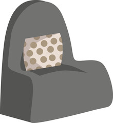 Wall Mural - Grey armchair with pillow semi flat color raster object. Full sized item on white. Contemporary furniture for living room. Simple cartoon style illustration for web graphic design and animation