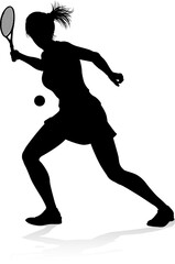 Sticker - Tennis Silhouette Sport Player Woman