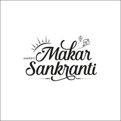 Wall Mural - Happy Makar Sankranti Festival Text Typography Design Template