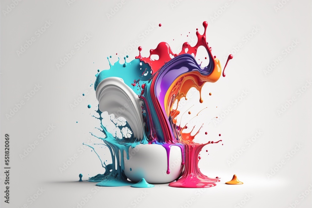 exploded colored paint on bright background Royalty-free fictitious ...
