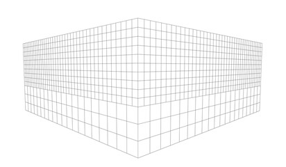 Wall Mural - 3d grid for architectural drawing. basic shape building exterior view