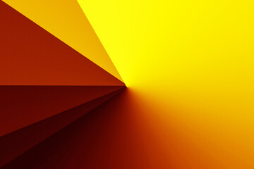Wall Mural - Yellow orange red brown modern abstract background for design. Geometric shape. Triangles, lines, stripes. Futuristic. Gradient. Clock, business, time concept. Bright colors, colorful. Web banner.