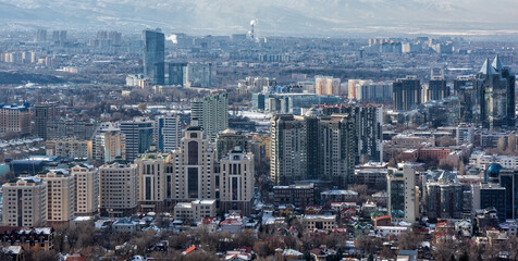 Wall Mural - The central part of the largest Kazakh city of Almaty on a winter day