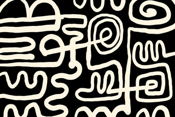 Poster - Abstract line art background design in trendy and ethnic style. Retro modern illustration outline stroke pattern