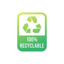 100% Recycled Sign Or Logo. Recyclable Material Symbol. Eco Friendly Concept. Recycled Product Label