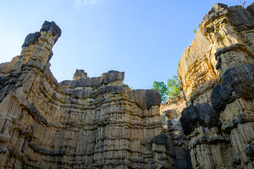 Canvas Print - Pha Chor, the rocky cliffs are shaped like huge walls and pillars in Mae Wang National Park