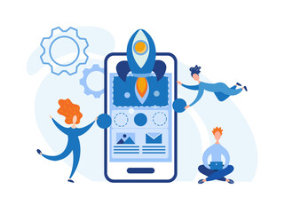 Wall Mural - successful mobile app startup, online business