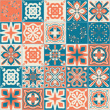 Fototapeta Kuchnia - Square ceramic tiles in mediterranean style, symmetrical floral motif, vector illustration for design