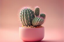 Miniature Model Of Succulents In Small Clay Planter