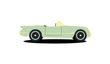 Green Chevrolet Car In Retro Style On White Background. Vintage Retro. Vintage Vector Illustration.