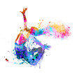 Watercolor Hiphop Dancer, Break dance, Amazing Girl in dance pose