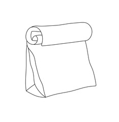 Wall Mural - Vector isolated one simple minimal paper bag colorless black and white contour line easy drawing