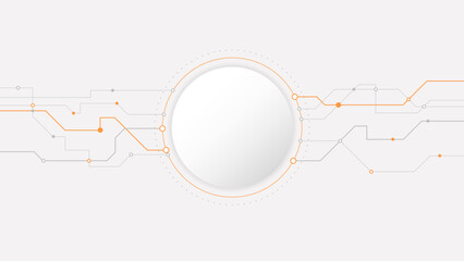 white grey circle technology background abstract. technology with line digital color grey, orange, dot, hi-tech, vector. circle technological for web banner, background, wallpaper, structure, object. 