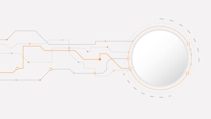 white grey circle technology background abstract. technology with line digital color grey, orange, dot, hi-tech, vector. circle technological for web banner, background, wallpaper, structure, object. 