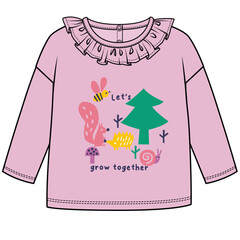 Wall Mural - FRILLED KNIT TO PWITH GRAPHIC DETAIL FOR TODDLER GIRLS IN EDITABLE VECTOR FILE