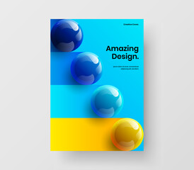 Wall Mural - Creative 3D spheres journal cover layout. Bright presentation vector design concept.