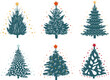 collection of christmas tree in flat style, isolated vector