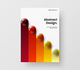 Wall Mural - Multicolored corporate brochure A4 design vector concept. Simple 3D balls postcard layout.