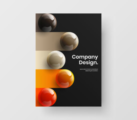 Wall Mural - Premium journal cover design vector template. Creative 3D spheres handbill layout.
