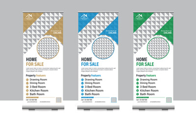 Wall Mural - Real-estate-business-roll-up-banner-design-vector-file with logo