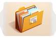 © AkuAku - for mockup and web banner cartoon interface design, a document folder with a paper icon on a white backdrop. Generative AI