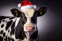 Cow With Christmas Hat And Gift