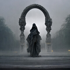 Dark Hooded Figure, Grim reaper, Death In An Archway, Gate To Hades