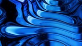 Fototapeta  - Abstract liquid background with wavy sparkling pattern on shiny glossy surface. Viscous blue fluid like surface of foil or brilliant glass. Beautiful creative festive backdrop. Simple bright BG