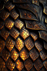 Wall Mural - Image of Dragon skin futuristic tiles texture. Ai generated content