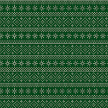 Winter Seamless Pattern, Green Knitted Sweater 